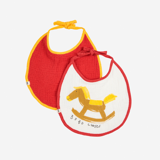 Rocking Horse Bib Set Red