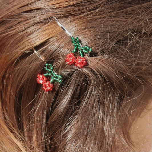 4 Pack Mini Cherry Hair Clip - Cherry