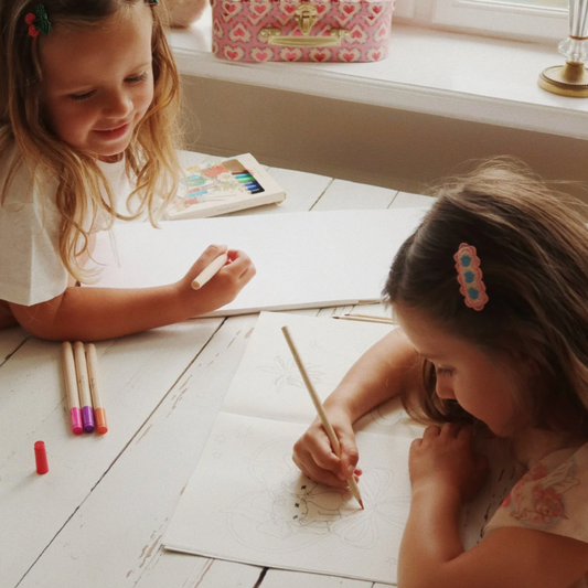 2 Pack Heart Embroidery Hair Clips - Buttercream