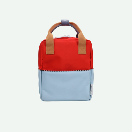 Backpack Small Colour Block Red Hat + Zissou Blue