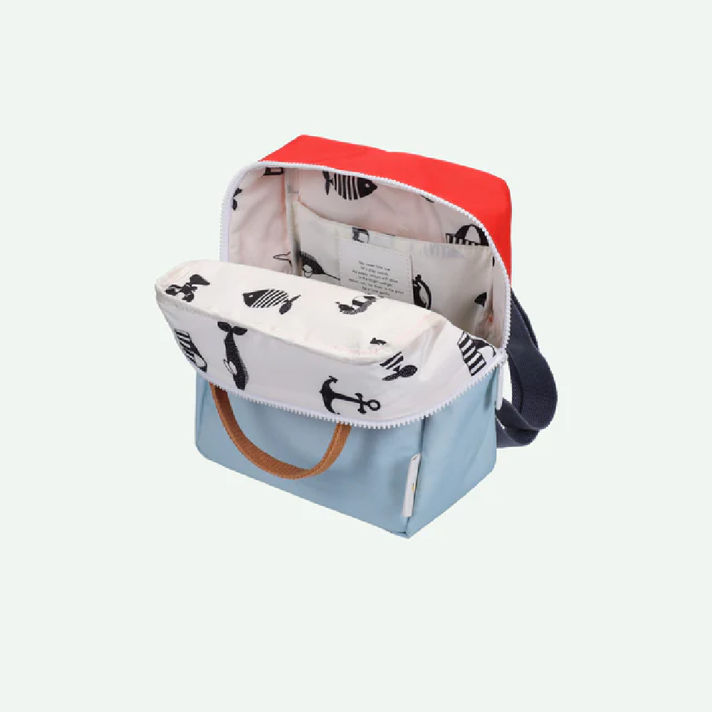 Backpack Small Colour Block Red Hat + Zissou Blue