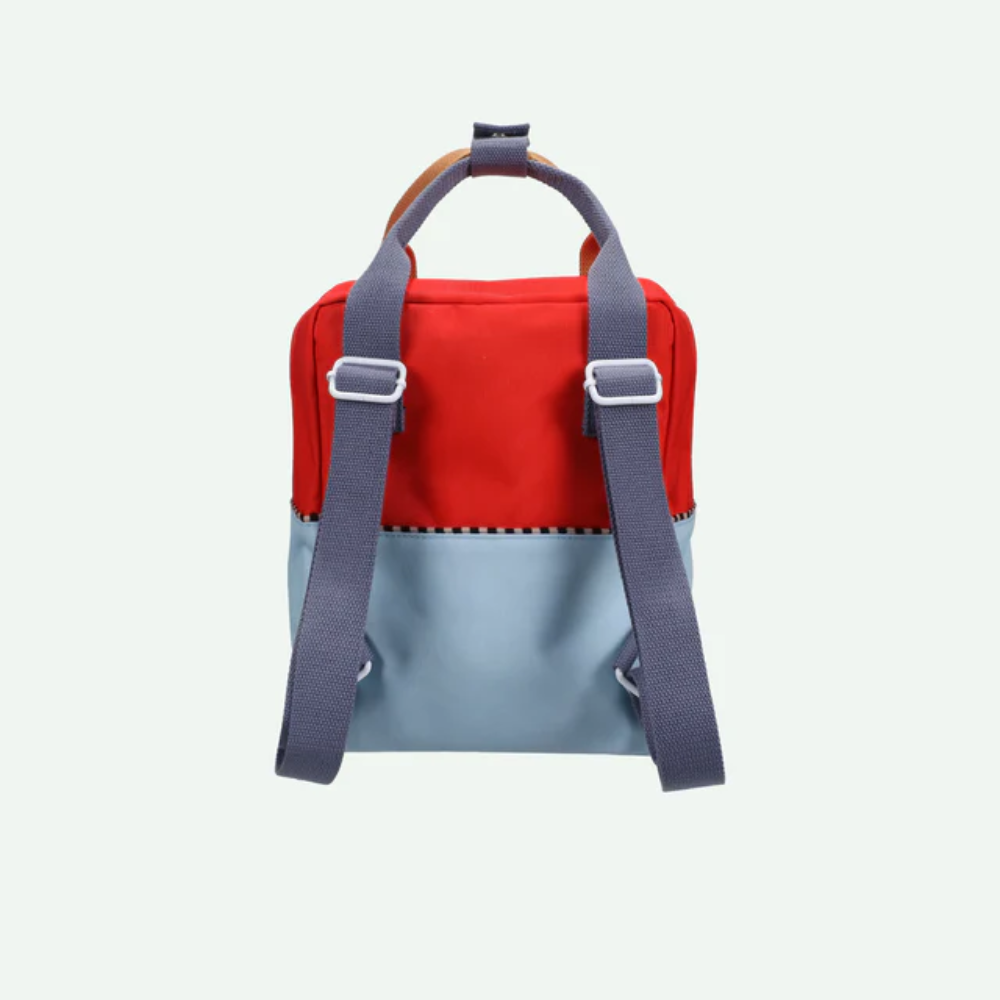 Backpack Small Colour Block Red Hat + Zissou Blue