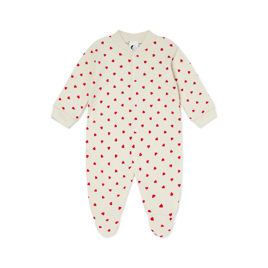 Baby Sleepsuit Red Love Hearts