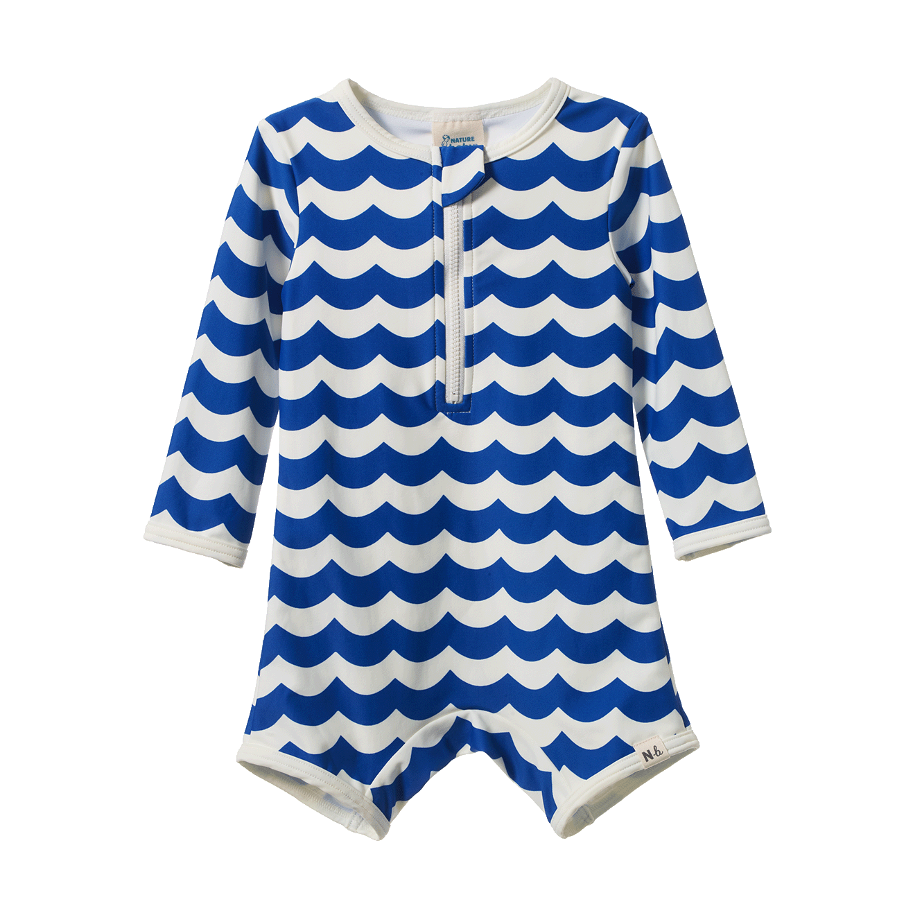 One Piece Bathing Trunks, Waves Blue Print