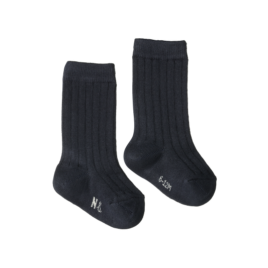 Organic Cotton Rib Socks Navy