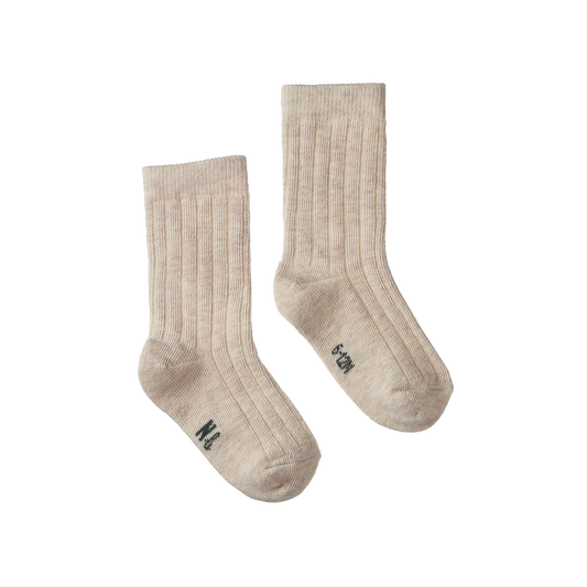 Organic Cotton Rib Socks Oatmeal Marl