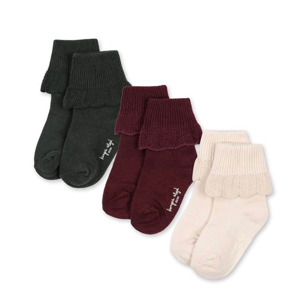 3 Pack Frill Socks - Green Mix
