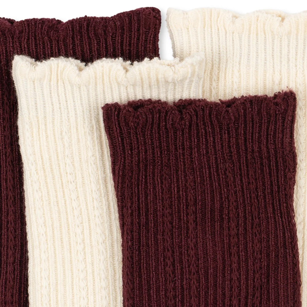 2 Pack Pointelle Socks Bordeaux/Off White