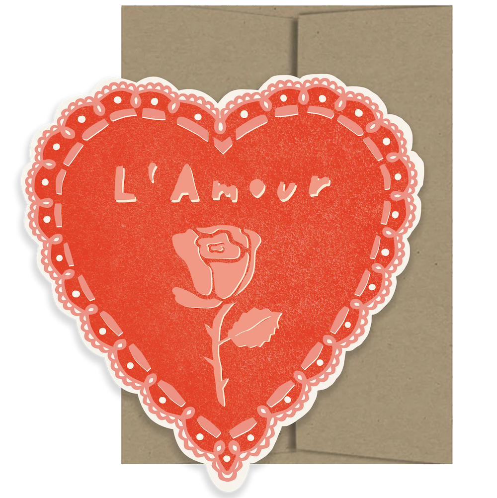 Rose Heart Die Cut Card - Amour Collection