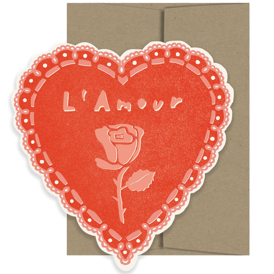 Rose Heart Die Cut Card - Amour Collection