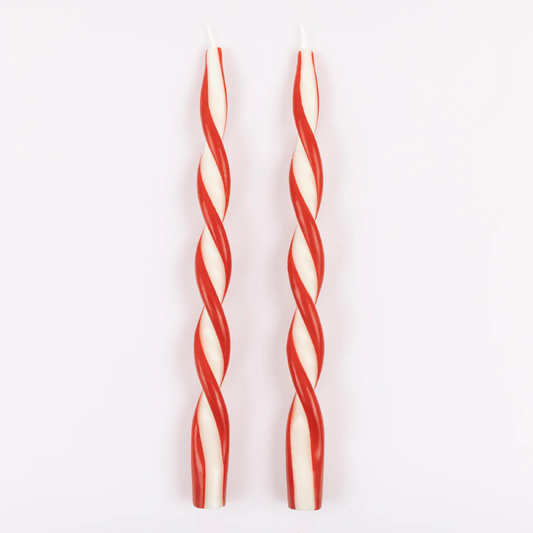 Red Stripe Twist Candles