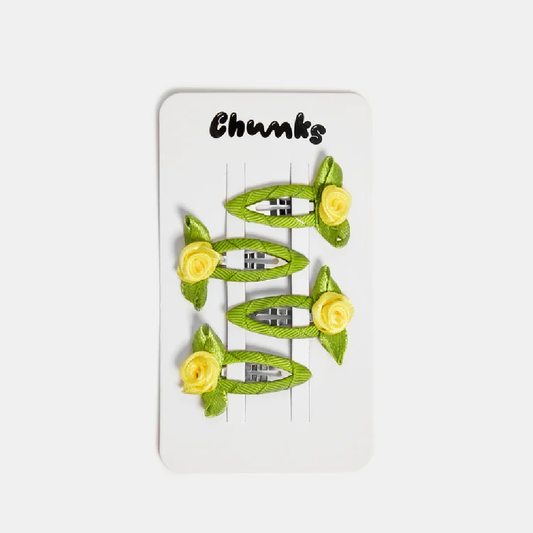 Rosette Snap Clips In Yellow