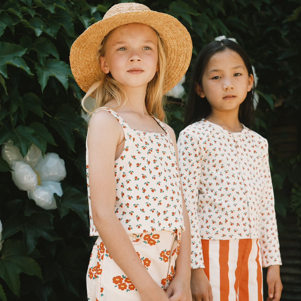 Tiny Roses Rib Top Off White