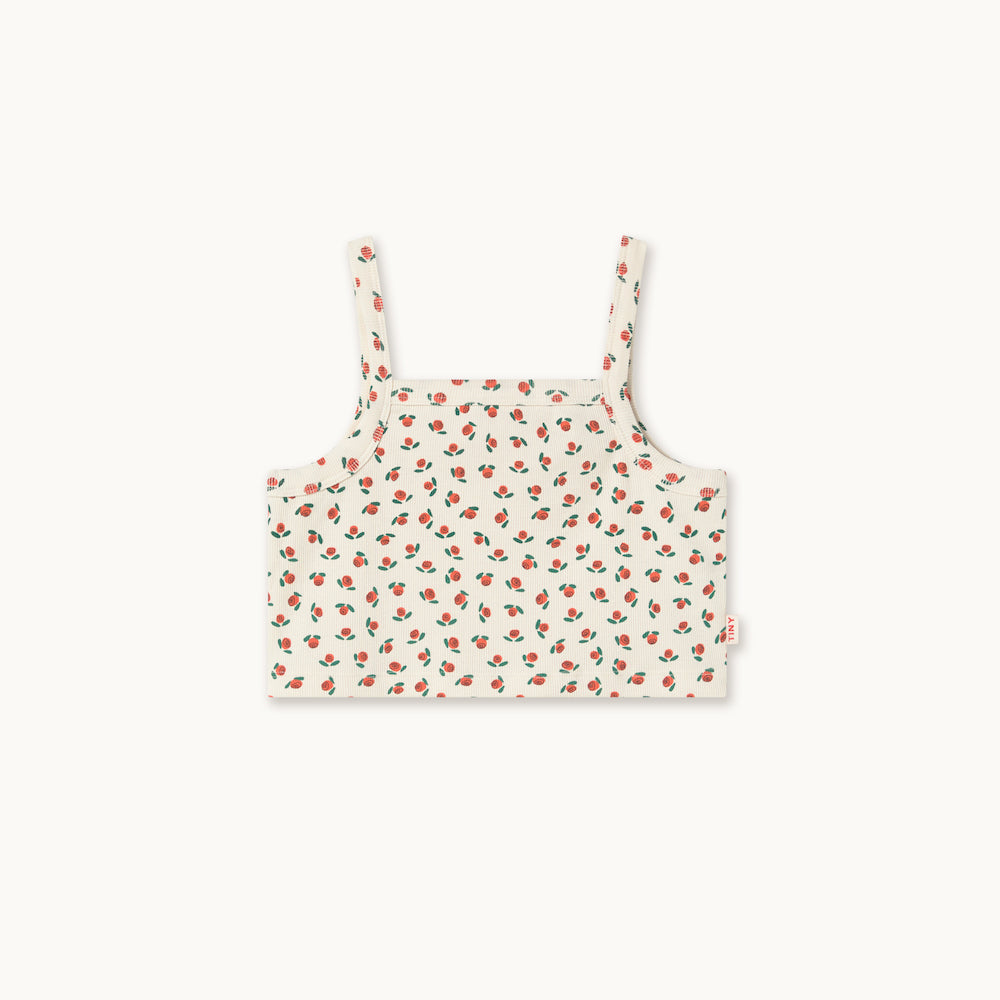 Tiny Roses Rib Top Off White