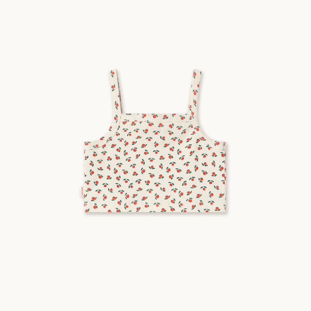 Tiny Roses Rib Top Off White