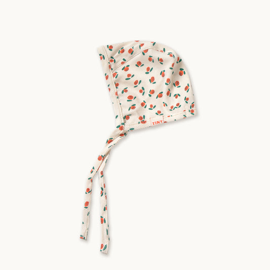 Tiny Roses Rib Bonnet Off White