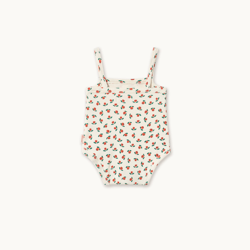 Tiny Roses Rib Sleeveless Body Off White