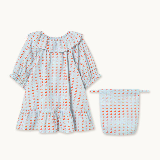 Mini Cherries Nightgown Dress Ice Blue
