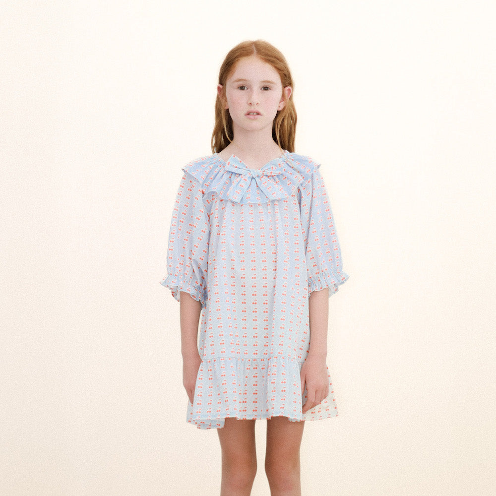 Mini Cherries Nightgown Dress Ice Blue