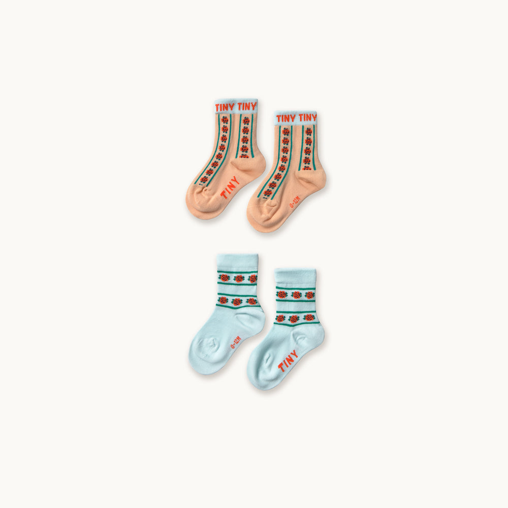 Roses Medium Socks Wild Rose/Ice Blue