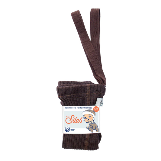 Wooly Footed Wool Tights Espresso Brown