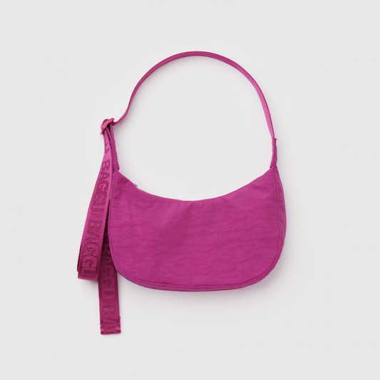 Small Nylon Crescent Bag Deep Fuschia