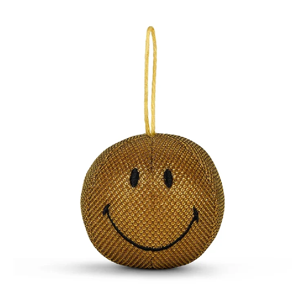 Smiley Christmas Ornament Gold 7cm