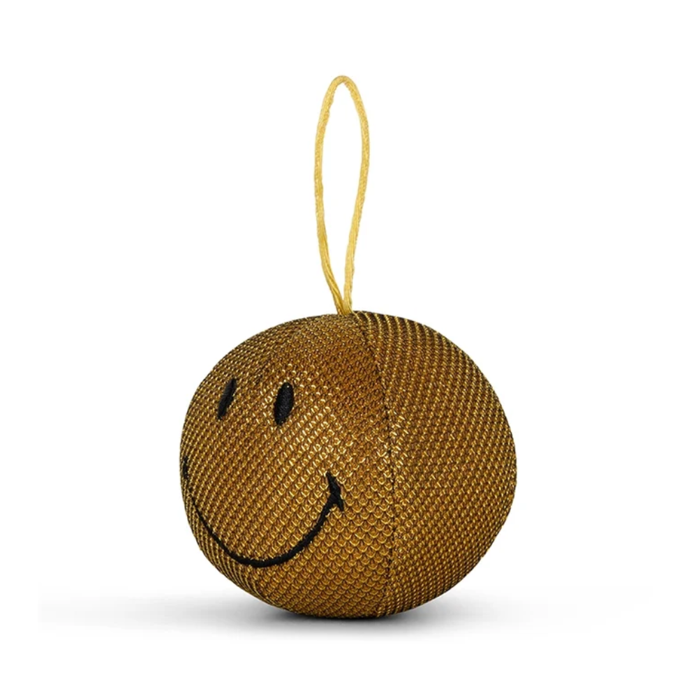Smiley Christmas Ornament Gold 7cm
