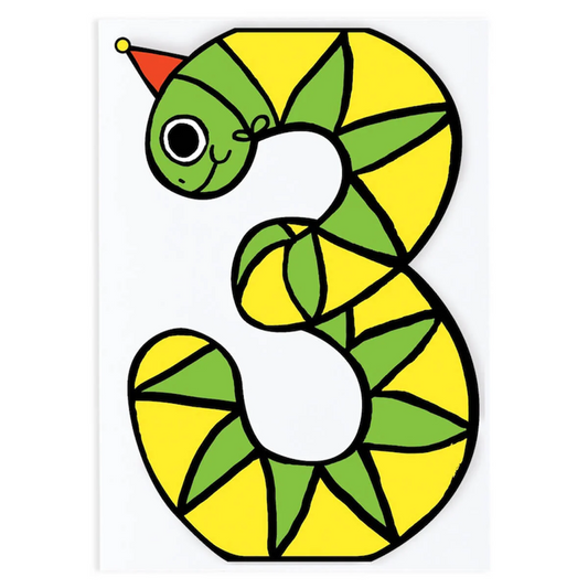 Snake 3rd Birthday Kids Number Card