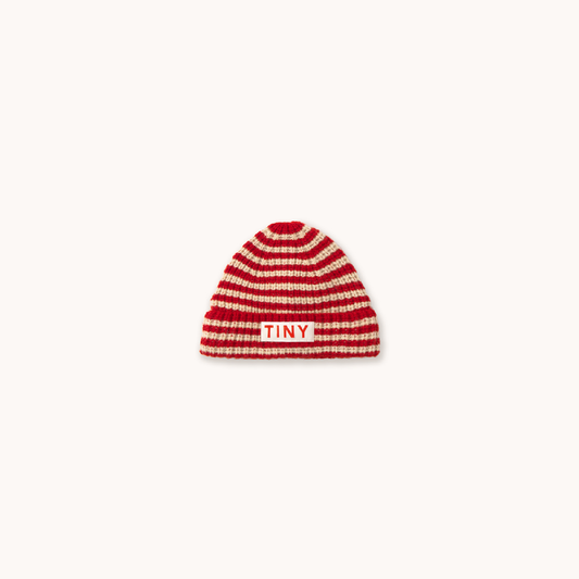 Baby Stripes Beanie Dark Red