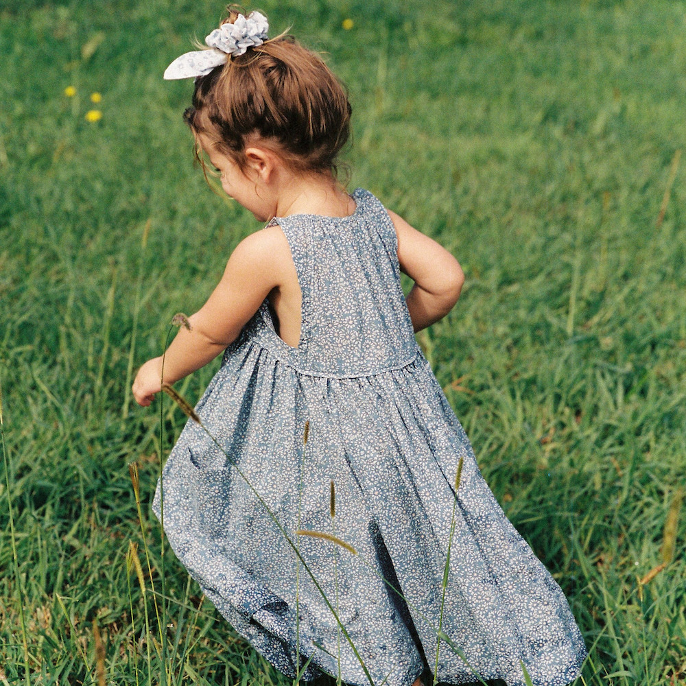 Swirl Dress in Ocean Blue Cotton Buds