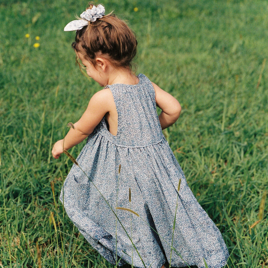 Swirl Dress in Ocean Blue Cotton Buds