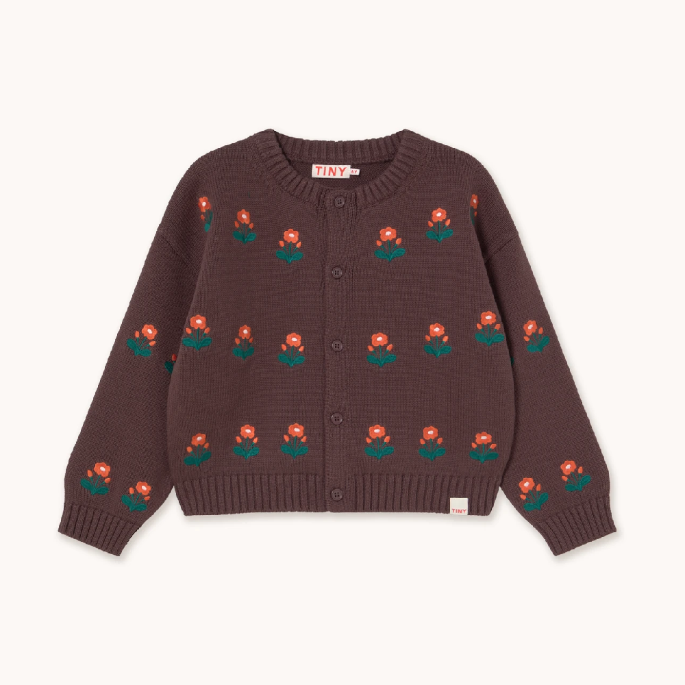 Flowers Cardigan Dark Brown