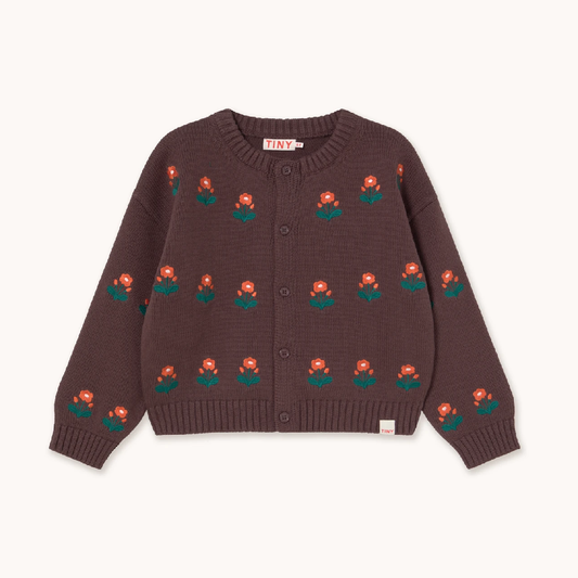 Flowers Cardigan Dark Brown