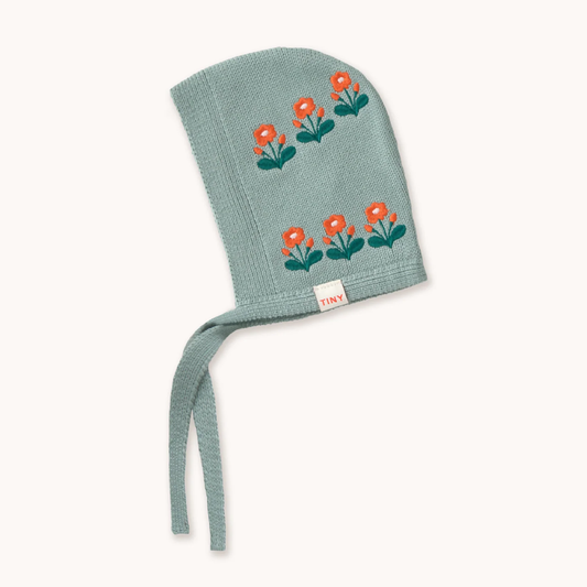 Flowers Embroidered Bonnet Sage
