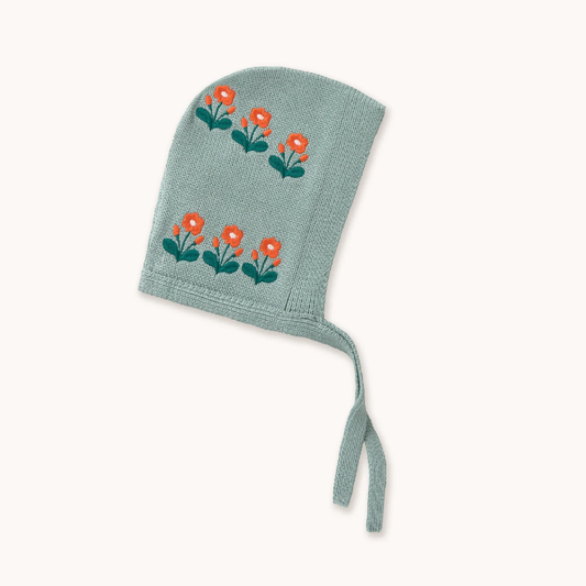 Flowers Embroidered Bonnet Sage