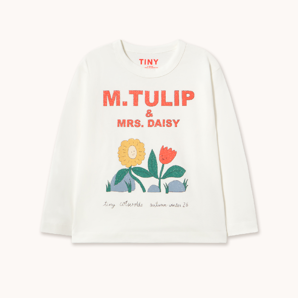 Tulip & Daisy Graphic Sleeve Tee Off-White