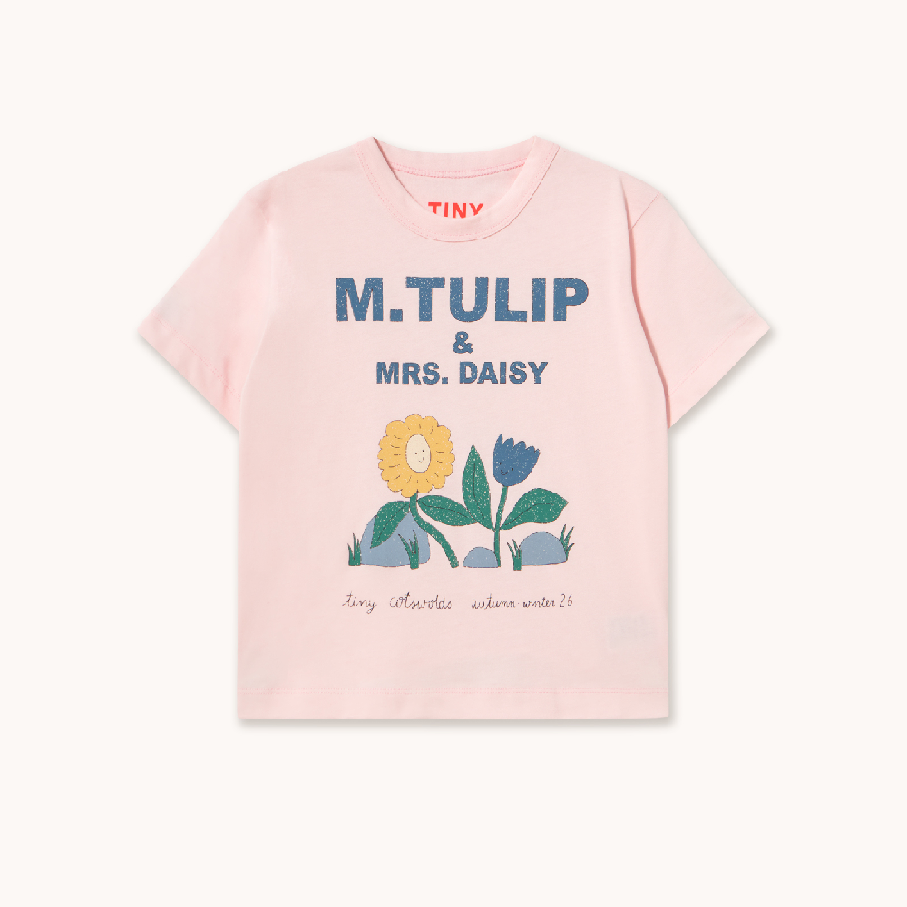Tulip & Daisy Graphic Tee Pastel Pink