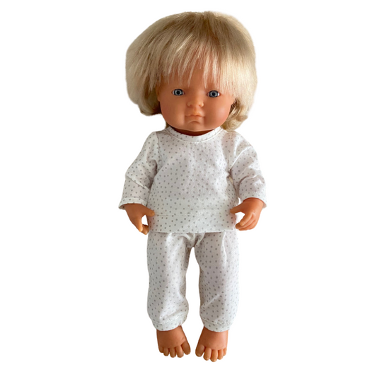 Baby Doll  Lounge Set Pyjama White Sparkle Dots