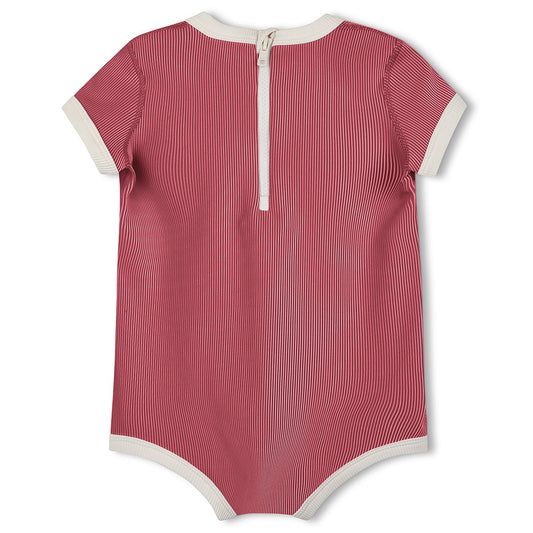 Clay Red Mini Stripe Infant Onesie back