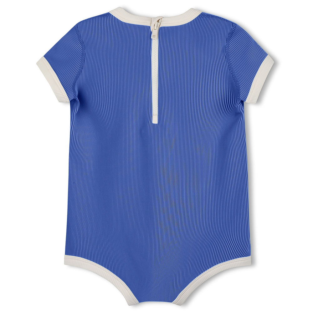 Sea Blue Mini Stripe Infant Onesie back
