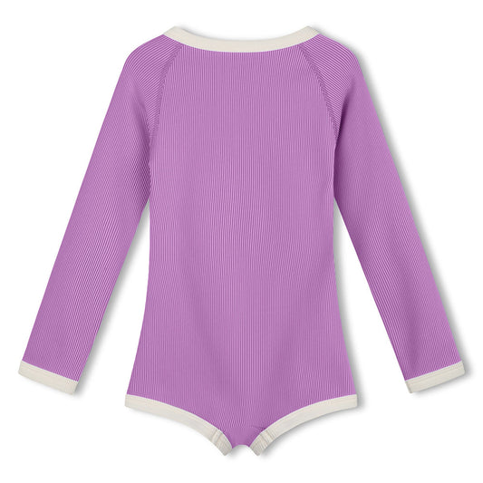 Lilac Mini Stripe Rashie Onesie back