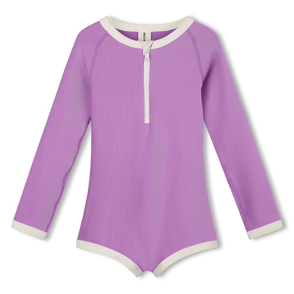Lilac Mini Stripe Rashie Onesie