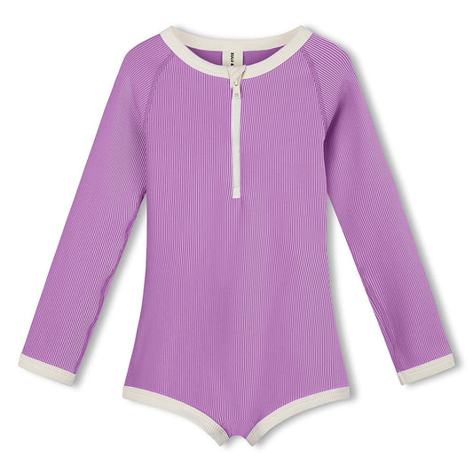 Lilac Mini Stripe Rashie Onesie