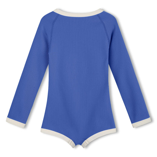 Sea Blue Mini Stripe Rashie Onesie back