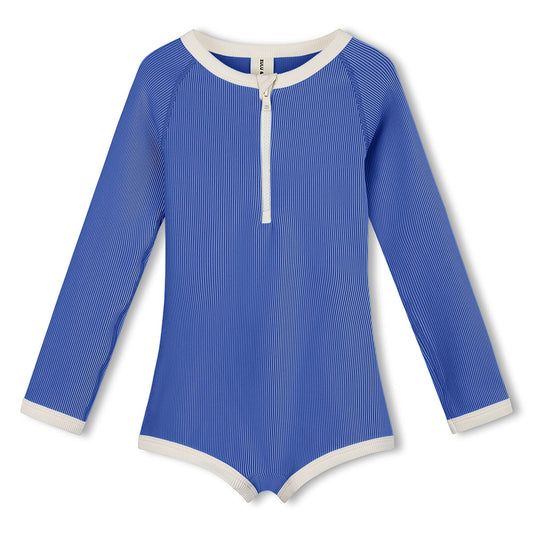 Sea Blue Mini Stripe Rashie Onesie