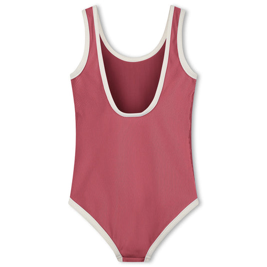 Clay Red Mini Stripe Scoop One Piece back