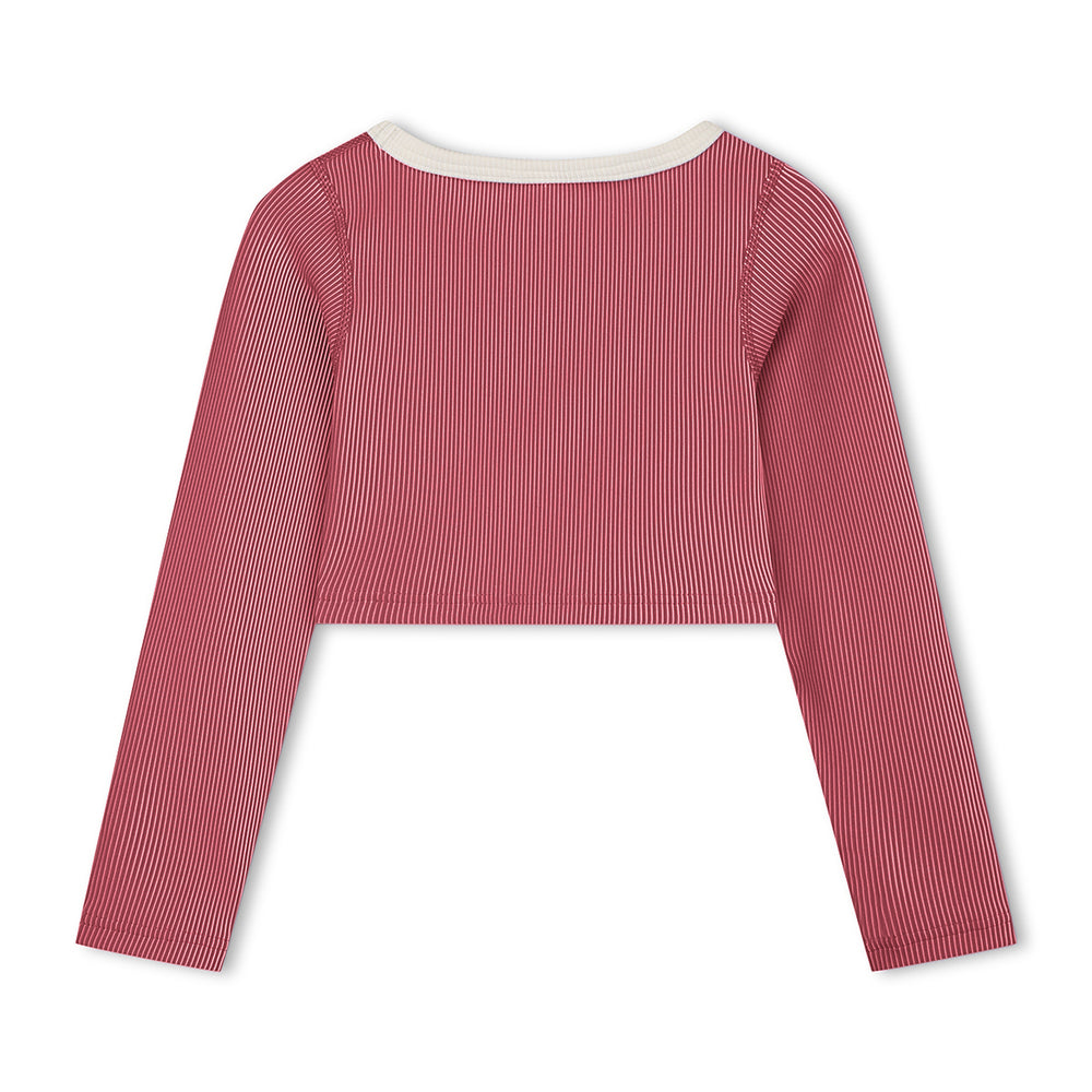 Clay Red Mini Stripe Crop Rashie back