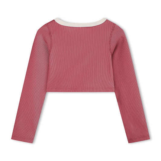 Clay Red Mini Stripe Crop Rashie back