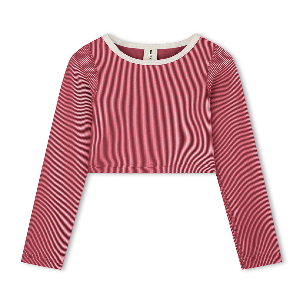 Clay Red Mini Stripe Crop Rashie